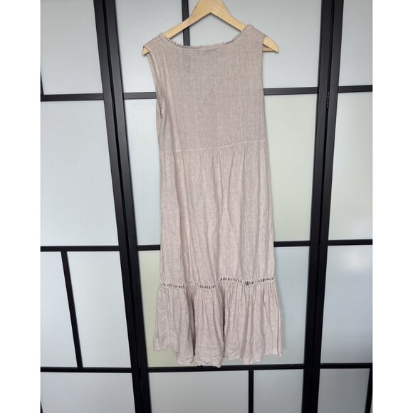Valentina Naldi Linen dress Midi size Large Lagenlook boho coastal Minimal - Picture 12 of 15